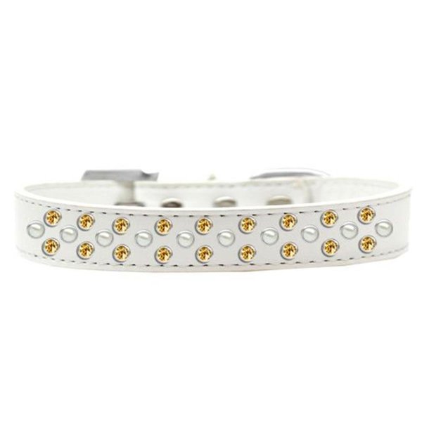 Unconditional Love Sprinkles Pearl & Yellow Crystals Dog CollarWhite Size 18 UN847341